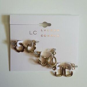 NWT LC Lauren Conrad Gold Tone Trio Hoop Earrings Set✨
